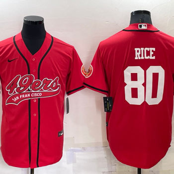 Men San Francisco 49ers #80 Jerry Rice Red Stitched Cool Base Baseball Jersey