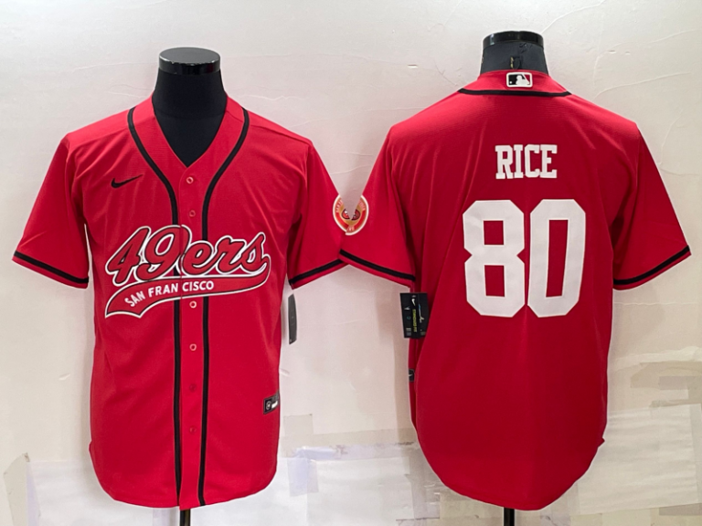 Men San Francisco 49ers #80 Jerry Rice Red Stitched Cool Base Baseball Jersey