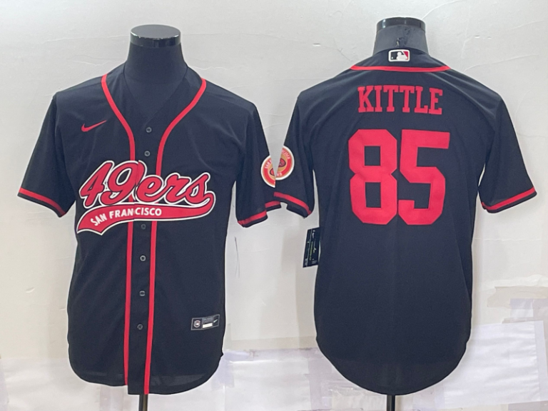Men San Francisco 49ers #85 George Kittle Black Stitched Cool Base Baseball Jersey