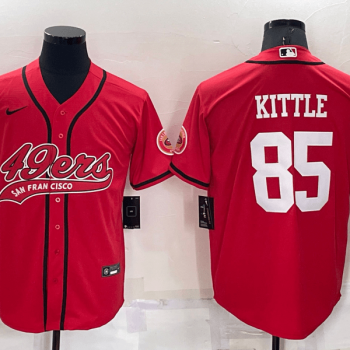 Men San Francisco 49ers #85 George Kittle Red Stitched Cool Base Baseball Jersey