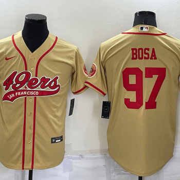 Men San Francisco 49ers #97 Nick Bosa Gold Stitched Cool Base Baseball Jersey