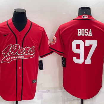 Men San Francisco 49ers #97 Nick Bosa Red Stitched Cool Base Baseball Jersey