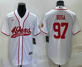 Men San Francisco 49ers #97 Nick Bosa White Stitched Cool Base Baseball Jersey