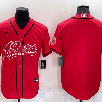 Men San Francisco 49ers Blank Red Stitched MLB Cool Base Baseball Jersey