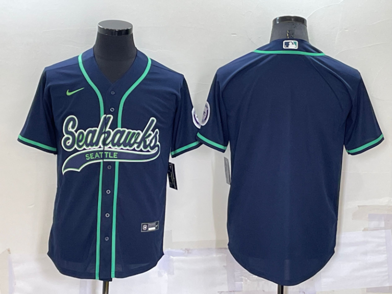 Men Seattle Seahawks Blank Navy Blue Stitched MLB Cool Base Baseball Jersey