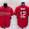 Men Tampa Bay Buccaneers #12 Tom Brady Red Stitched Cool Base Baseball Jersey