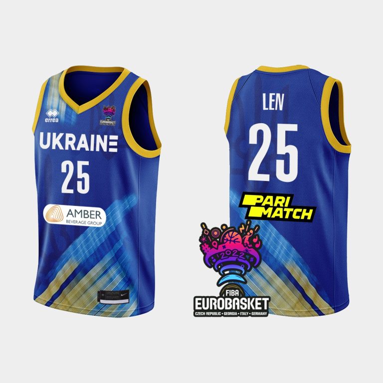 Men Ukraine FIBA Eurobasket 2022 Alex Len Royal Jersey