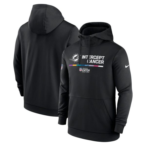 Miami Dolphins 2022 NFL Crucial Catch Therma Performance Pullover Hoodie - Black