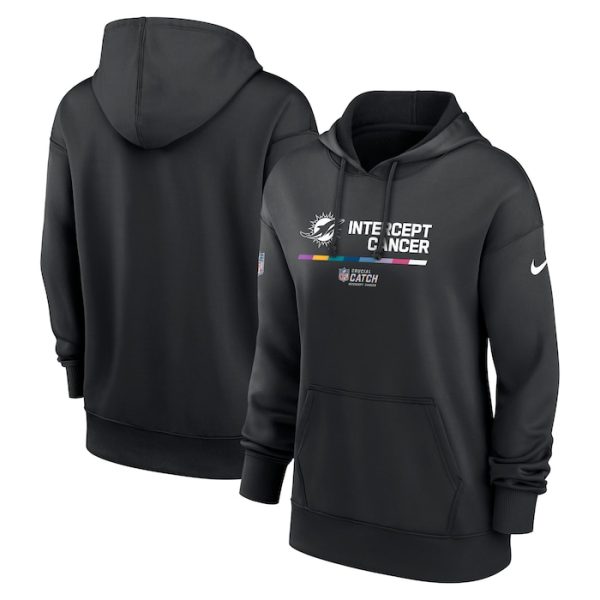 Miami Dolphins Women 2022 NFL Crucial Catch Therma Performance Pullover Hoodie - Black