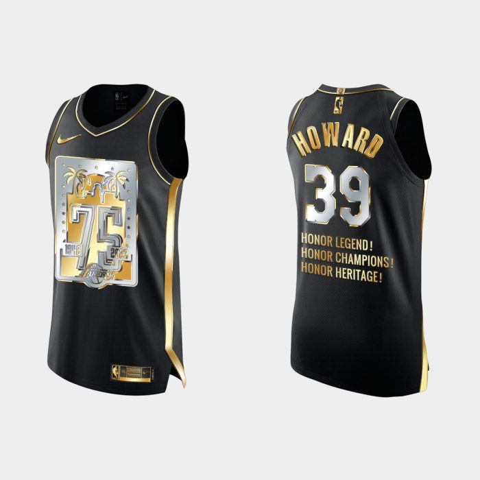 2022-23 Los Angeles Lakers 75th Anniversary No. 39 Dwight Howard Golden Black Jersey