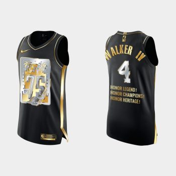 2022-23 Los Angeles Lakers 75th Anniversary No. 4 Lonnie Walker IV Golden Black Jersey