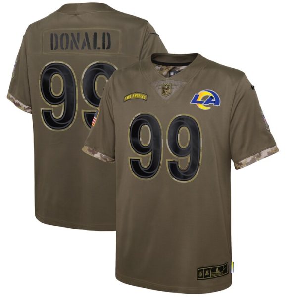 Aaron Donald Los Angeles Rams Youth 2022 Salute To Service Player Limited Jersey - Olive