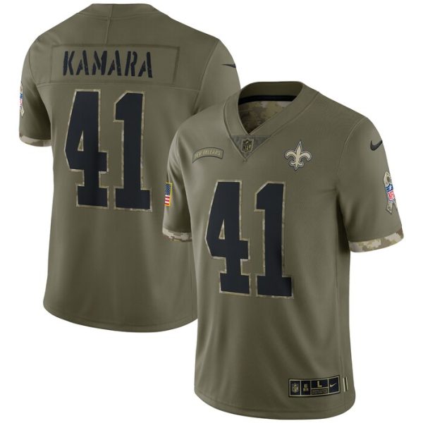 Alvin Kamara New Orleans Saints 2022 Salute To Service Limited Jersey - Olive
