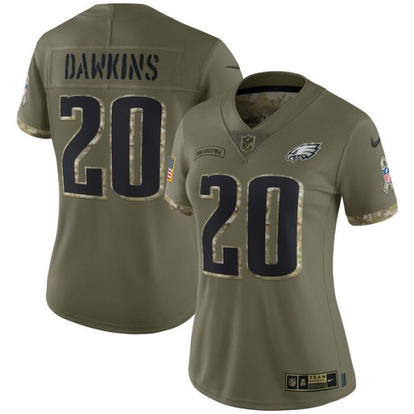 Brian Dawkins Philadelphia Eagles Women 2022 Salute To Service Retired Player Limited Jersey - Olive