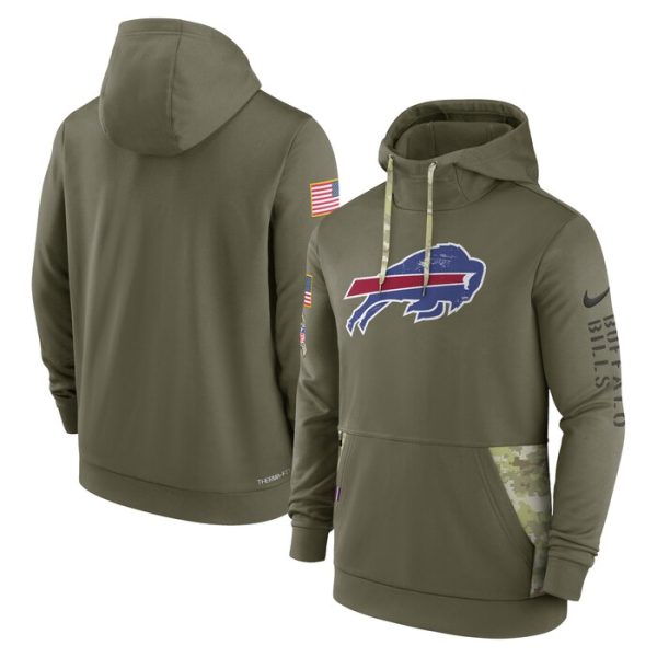 Buffalo Bills 2022 Salute to Service Therma Performance Pullover Hoodie - Olive