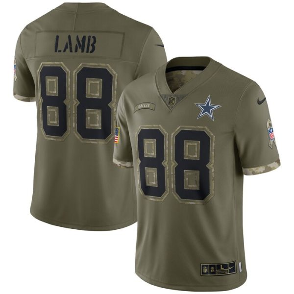 CeeDee Lamb Dallas Cowboys 2022 Salute To Service Limited Jersey - Olive