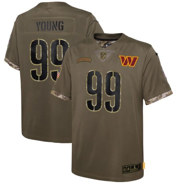 Chase Young Washington Commanders Youth 2022 Salute To Service Player Limited Jersey - Olive