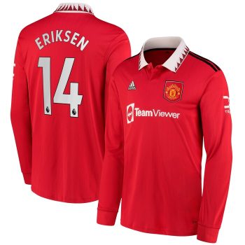 Christian Eriksen Manchester United 2022-23 Home Replica Long Sleeve Jersey - Red