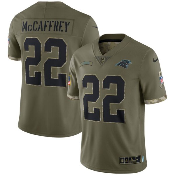 Christian McCaffrey Carolina Panthers 2022 Salute To Service Limited Jersey - Olive
