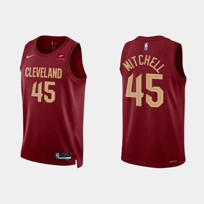 Cleveland Cavaliers #45 Donovan Mitchell 2022-23 Icon Edition Wine Jersey
