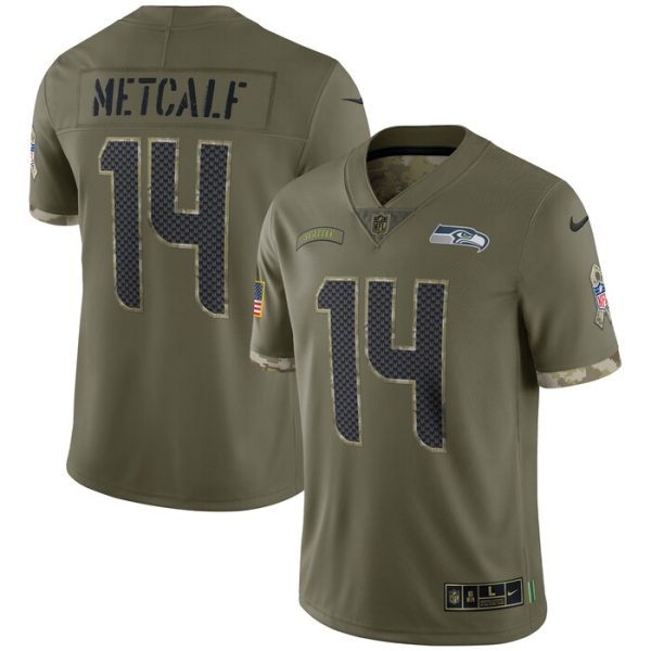DK Metcalf Seattle Seahawks 2022 Salute To Service Limited Jersey - Olive