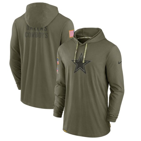 Dallas Cowboys 2022 Salute to Service Tonal Pullover Hoodie - Olive