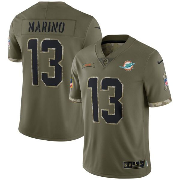 Dan Marino Miami Dolphins 2022 Salute To Service Retired Player Limited Jersey - Olive