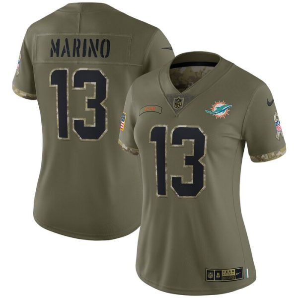 Dan Marino Miami Dolphins Women 2022 Salute To Service Retired Player Limited Jersey - Olive