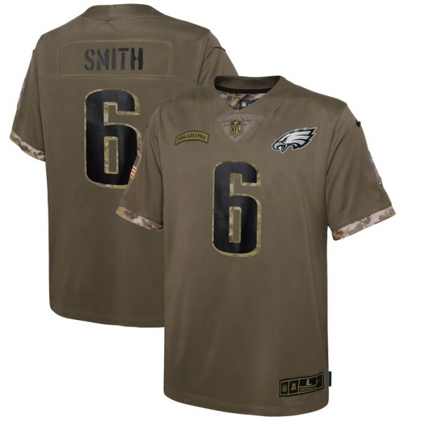 DeVonta Smith Philadelphia Eagles Youth 2022 Salute To Service Player Limited Jersey - Olive