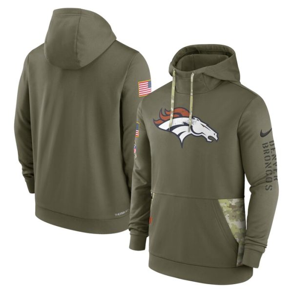 Denver Broncos 2022 Salute to Service Therma Performance Pullover Hoodie - Olive