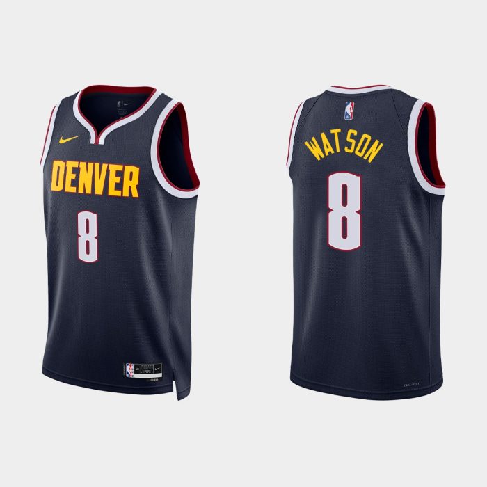 Denver Nuggets #8 Peyton Watson Icon Edition Navy Jersey 2022-23