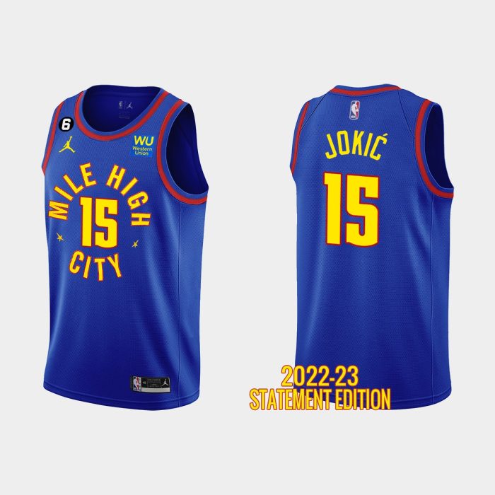 Denver Nuggets Nikola Jokic #15 Royal Blue 2022-23 Statement Edition Jersey