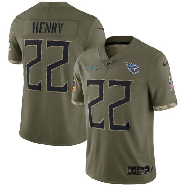 Derrick Henry Tennessee Titans 2022 Salute To Service Limited Jersey - Olive