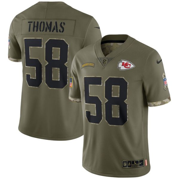 Derrick Thomas Kansas City Chiefs 2022 Salute To Service Retired Player Limited Jersey - Olive