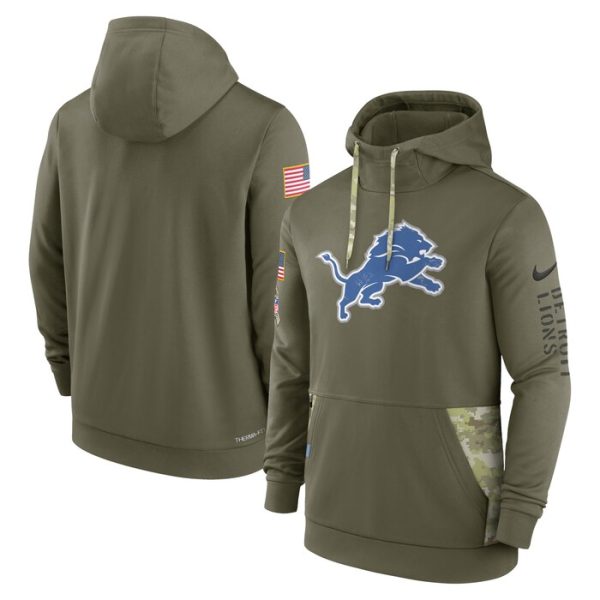 Detroit Lions 2022 Salute to Service Therma Performance Pullover Hoodie - Olive