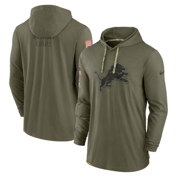 Detroit Lions 2022 Salute to Service Tonal Pullover Hoodie - Olive