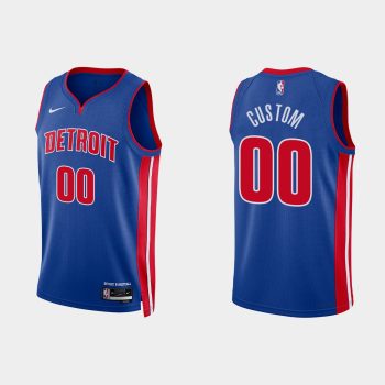 Detroit Pistons #00 Custom Icon Edition Royal Jersey 2022-23