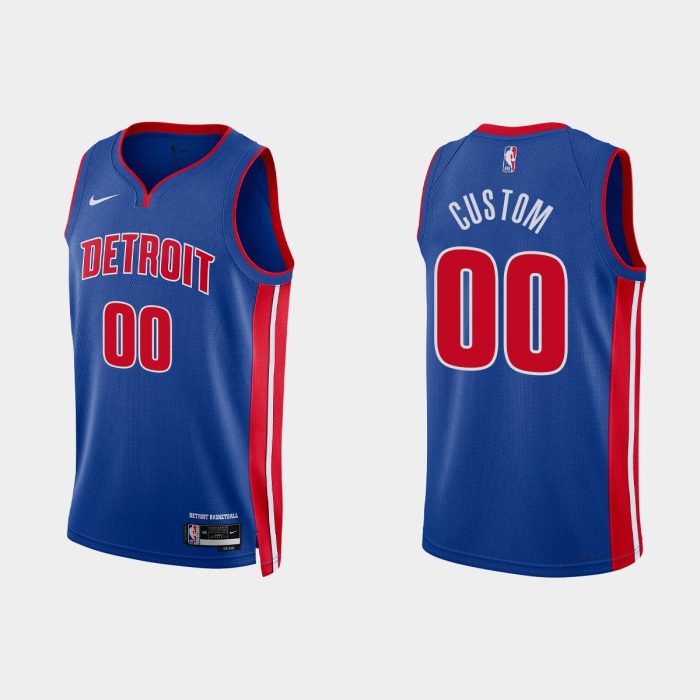 Detroit Pistons #00 Custom Icon Edition Royal Jersey 2022-23