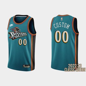 Detroit Pistons Custom #00 2022-23 Classic Edition Teal Jersey