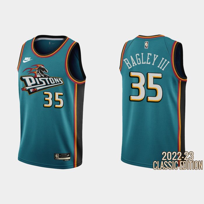 Detroit Pistons Marvin Bagley III #35 2022-23 Classic Edition Teal Jersey