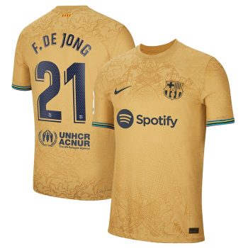 Frenkie de Jong Barcelona 2022-23 Away Player Jersey - Yellow