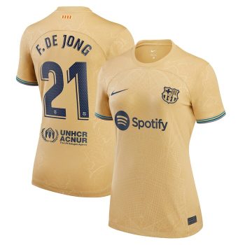 Frenkie de Jong Barcelona Women 2022-23 Away Replica Player Jersey - Yellow