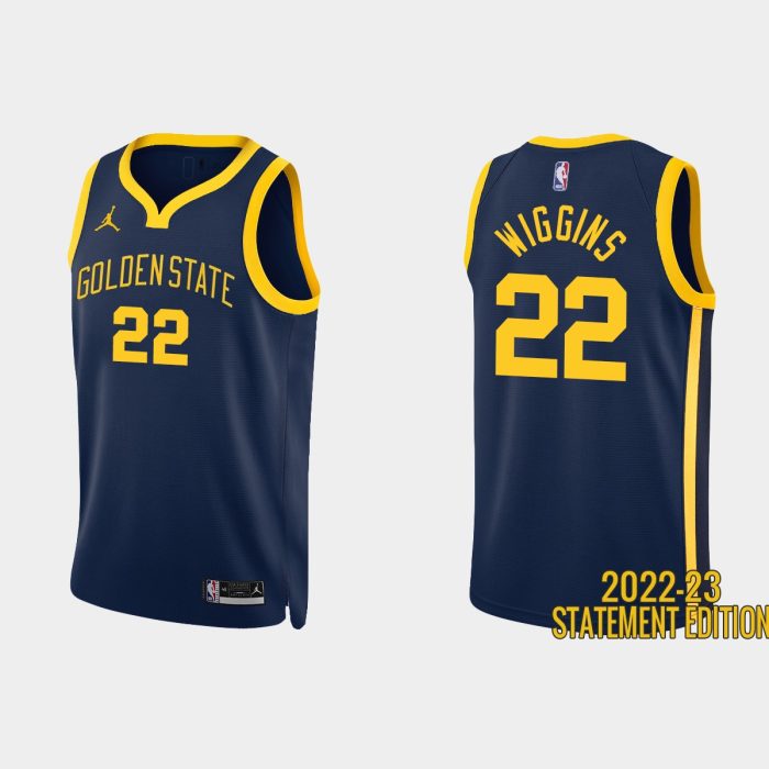 Golden State Warriors #22 Andrew Wiggins 2022-23 Statement Edition Navy Jersey