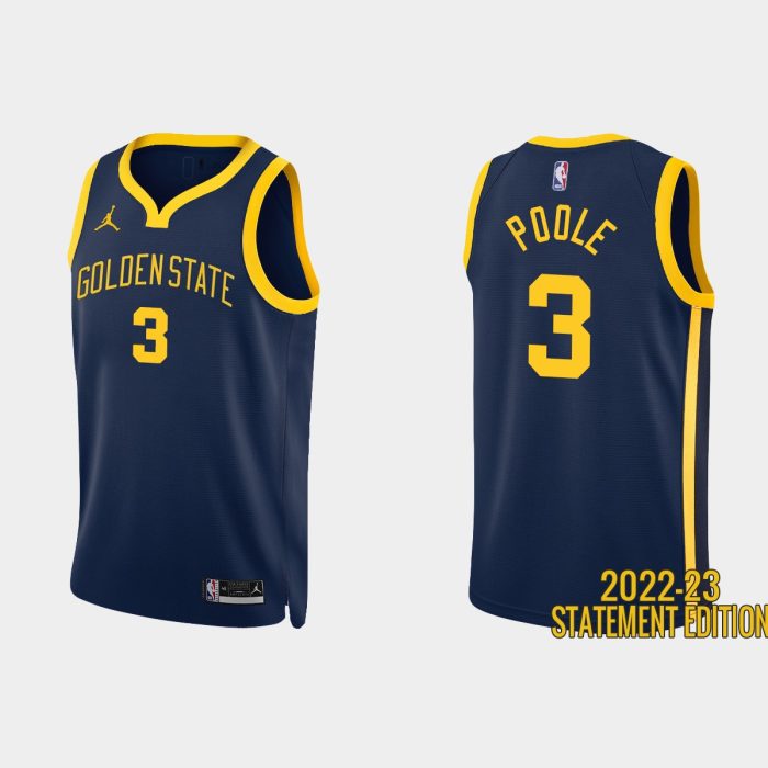 Golden State Warriors #3 Jordan Poole 2022-23 Statement Edition Navy Jersey