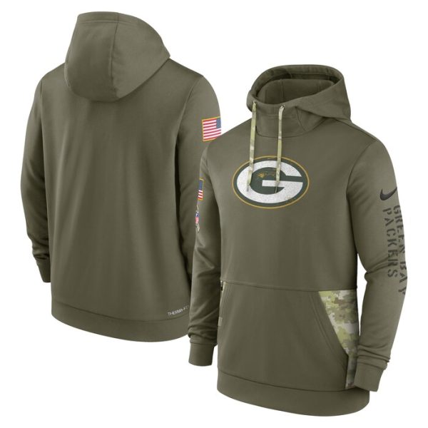 Green Bay Packers 2022 Salute to Service Therma Performance Pullover Hoodie - Olive