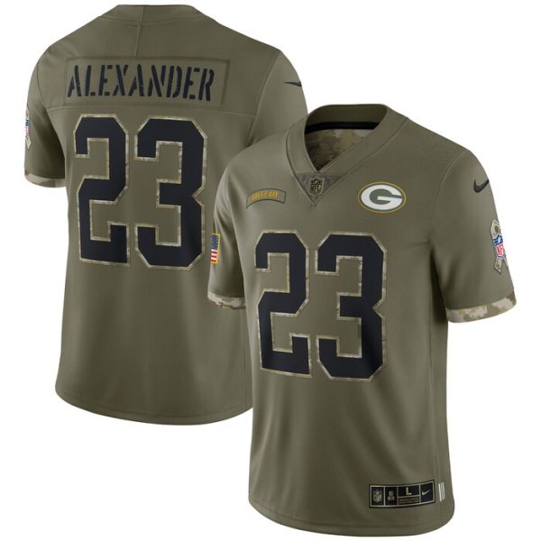 Jaire Alexander Green Bay Packers 2022 Salute To Service Limited Jersey - Olive