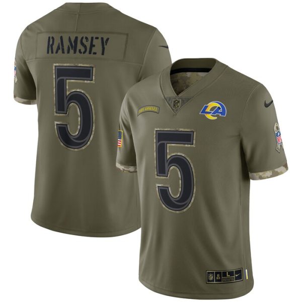 Jalen Ramsey Los Angeles Rams 2022 Salute To Service Limited Jersey - Olive