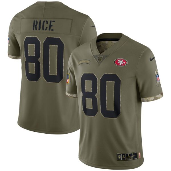 Jerry Rice San Francisco 49ers 2022 Salute To Service Retired Player Limited Jersey - Olive