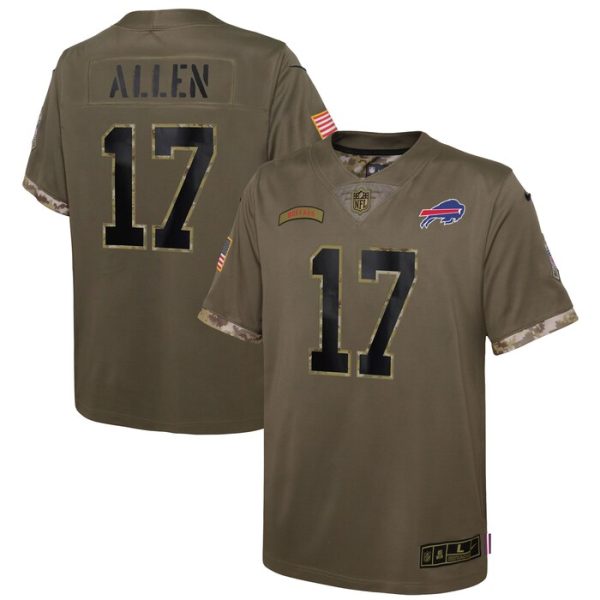 Josh Allen Buffalo Bills Youth 2022 Salute To Service Player Limited Jersey - Olive