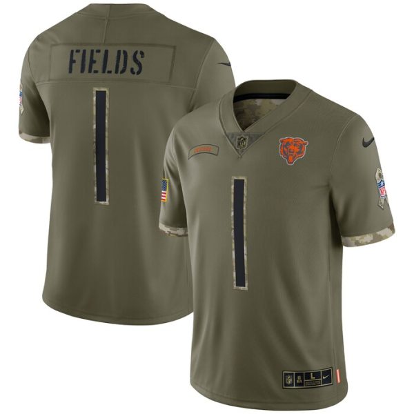 Justin Fields Chicago Bears 2022 Salute To Service Limited Jersey - Olive